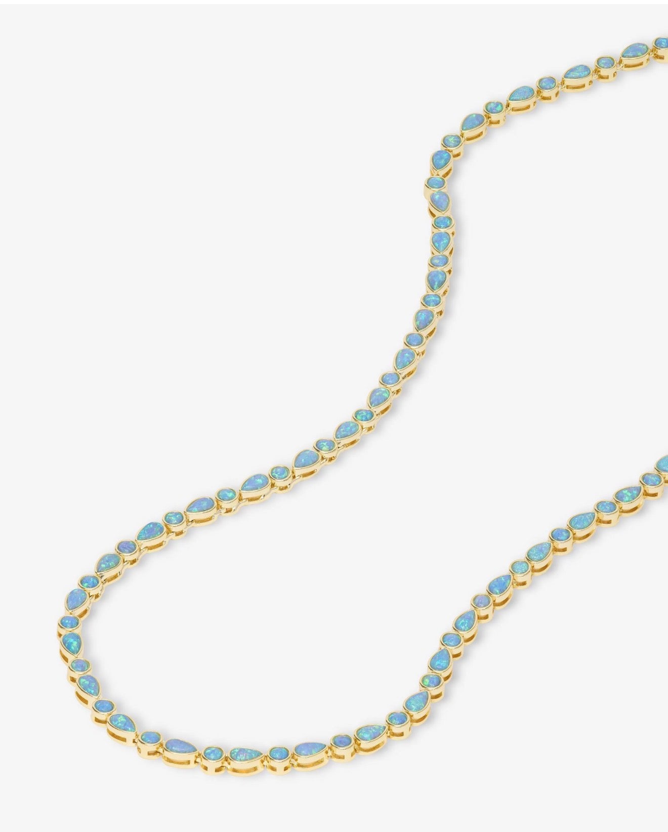 Melinda Maria “Isla” Tennis Necklace Gold/Blue Opal
