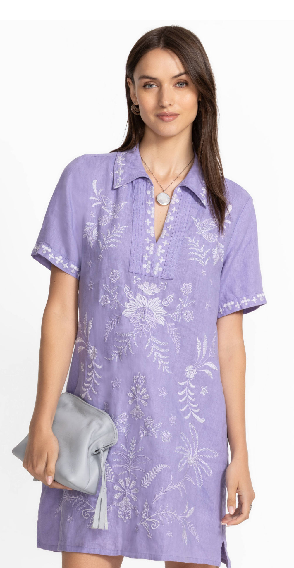 Johnny Was Henley Collared Dress-Winona (Persian Violet)