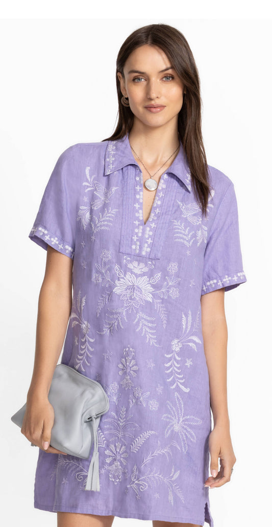 Johnny Was Henley Collared Dress-Winona (Persian Violet)
