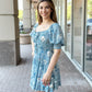 Elan “Melanie” Dress-Blue Leaf Print