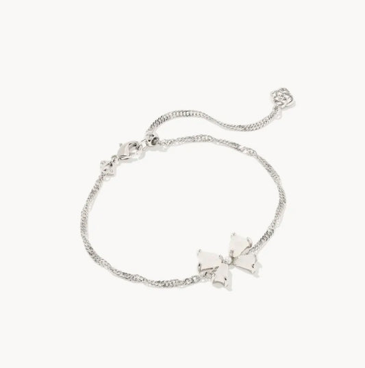 Kendra Scott Blair Bow Small Chain Bracelet - Silver Iridescent Drusy