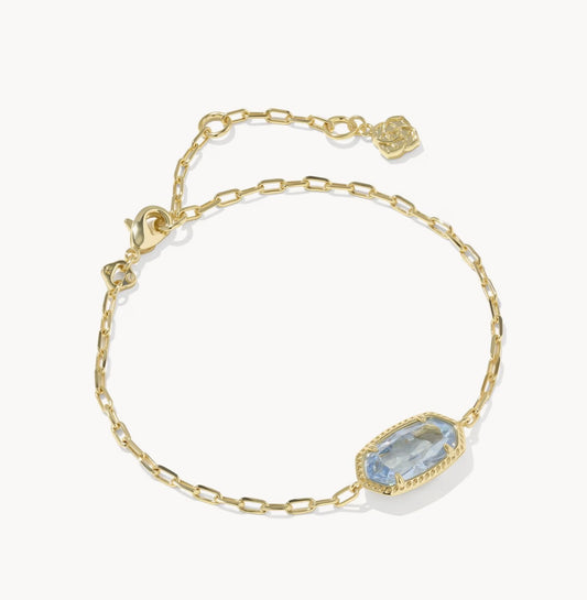 Kendra Scott Elaina Luxe Chain Bracelet -Gold Light Blue CZ
