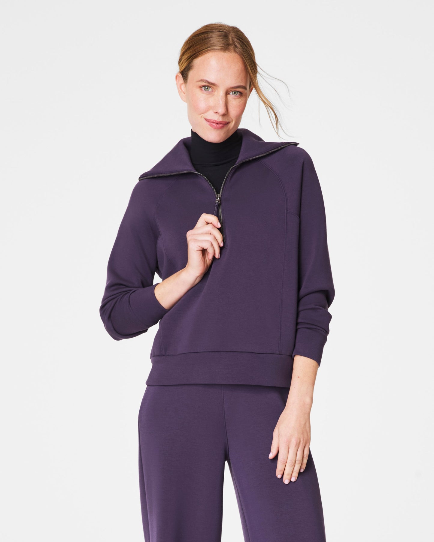 Spanx AirEssentials Half Zip-Aubergine