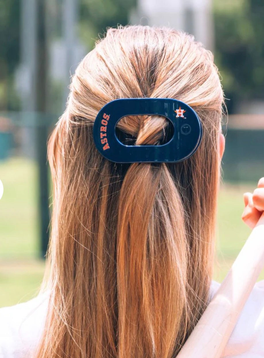 Teleties Medium Flat Round Hairclip- Houston Astros