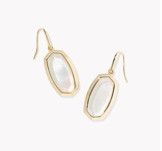 Kendra Scott Dani Bezel Drop Earring-Gold Ivory MOP
