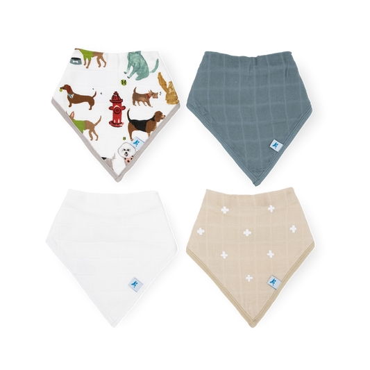 Little Unicorn Cotton + Muslin Fleece Bandana Bib (4 Pack)-Woof