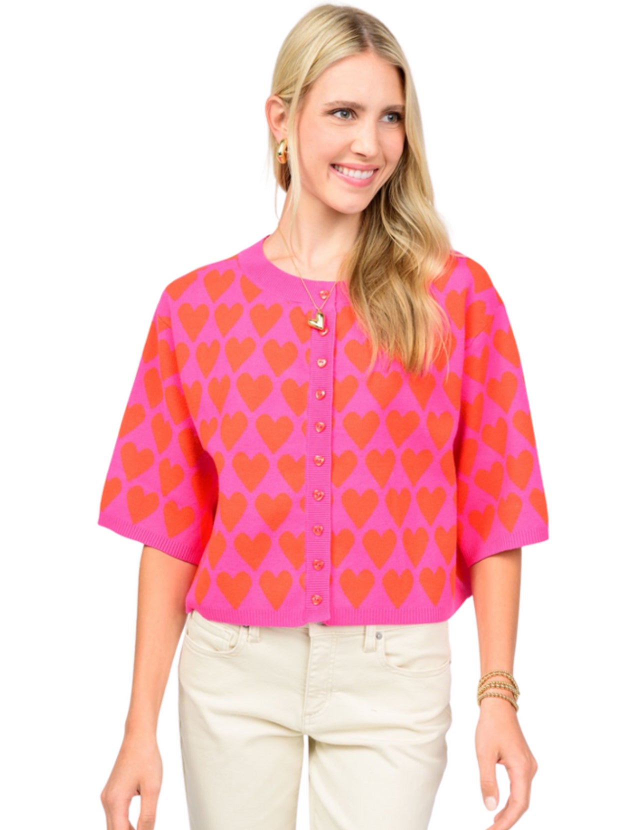 Uncle Frank "Heart Felt" Sweater-Pink/Orange