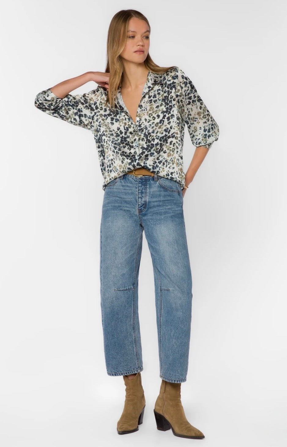 Velvet Heart "Natalie" Top-Handpainted Leopard