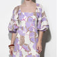 Greylin "Emery" Bubble Sleeve Piped Mini Dress-Cream/Lilac