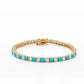 LeMel Dee Alternating Turquoise & CZ Tennis Bracelet-Gold