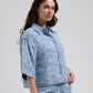 Florez "Irini" Printed Chambray Blouse-Light Blue