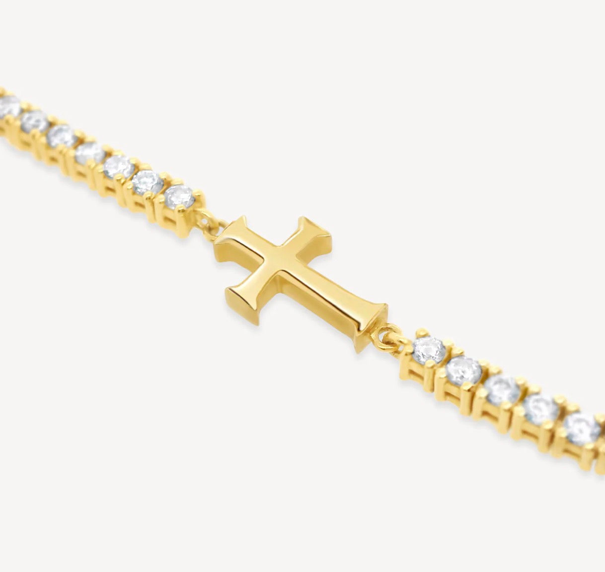 Rizen Luminous Cross Tennis Bracelet-Gold