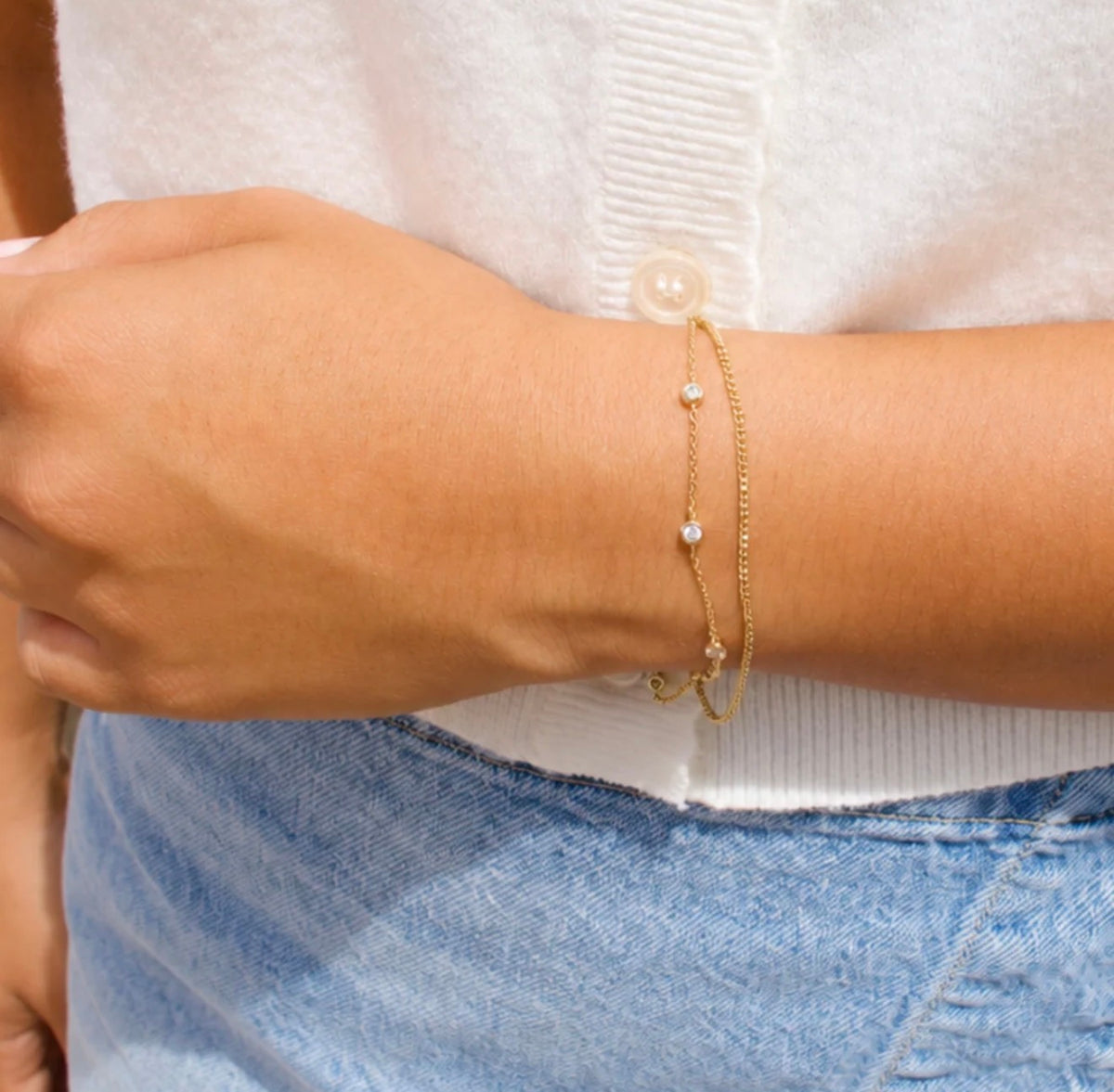 LeMel “Blaire” Bezel Chain Bracelet-Gold