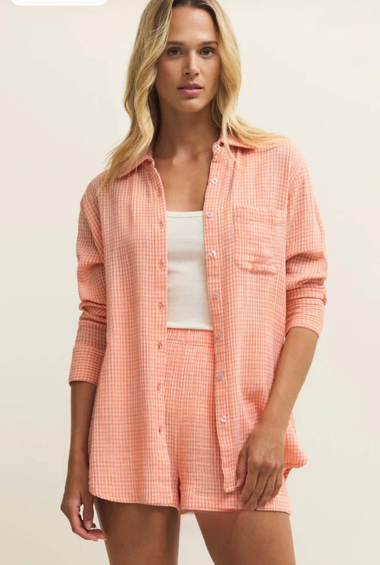 Z Supply Classic Gingham Top - Cantaloupe