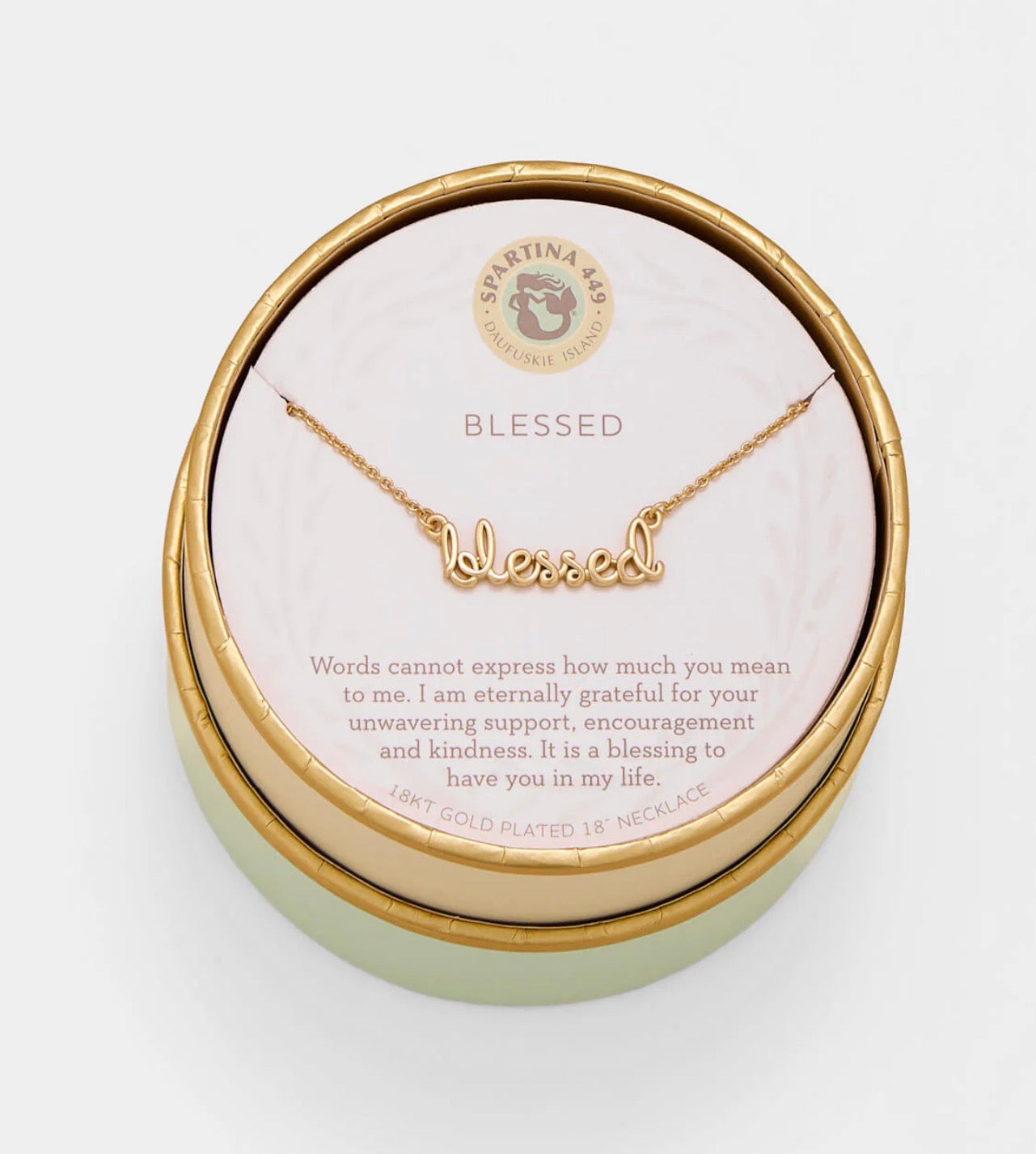 Spartina 449 Sea La Vie 18” Necklace-Blessed Script - Gold
