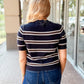 KLd "Contessa" S/S Striped Crewneck Sweater-Navy