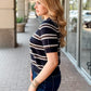 KLd "Contessa" S/S Striped Crewneck Sweater-Navy