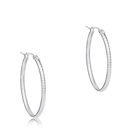 Enewton Oval Textured Sterling Hoops  - 2"