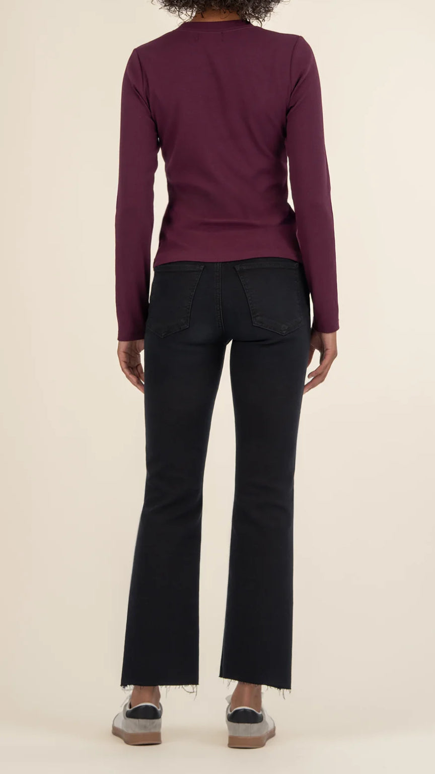 Kut from the Kloth "Noelie" Scoop Neck Long Sleeve Top-Berry