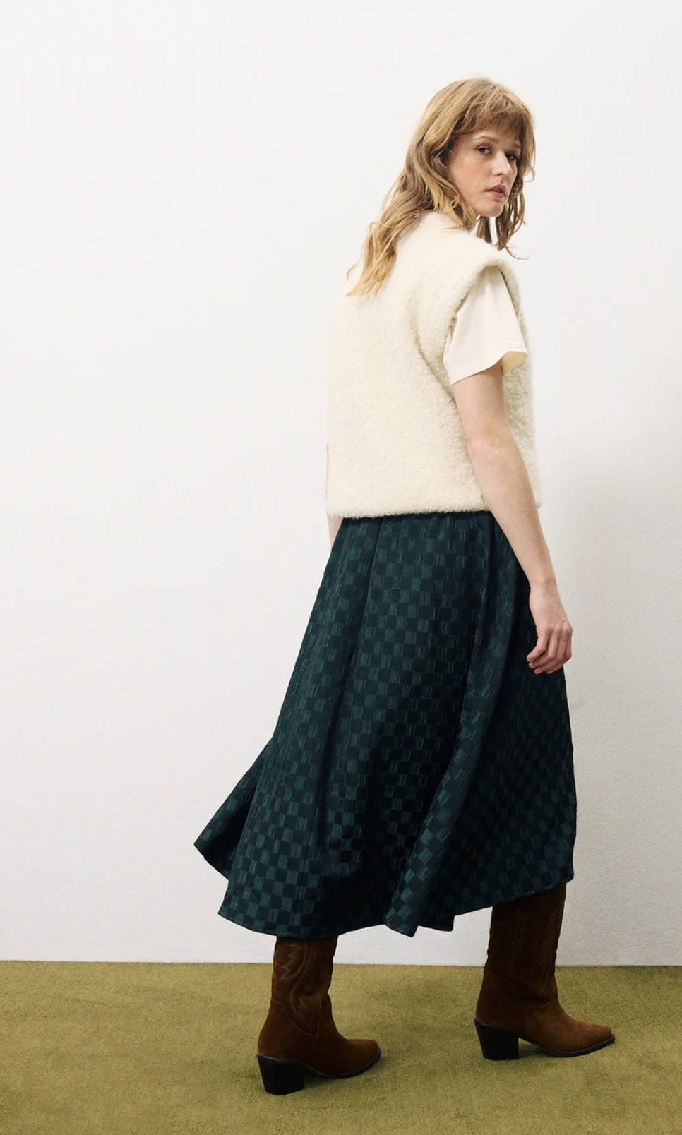 FRNCH "Emanuelle" Skirt-Vert Foret (Forest Green)