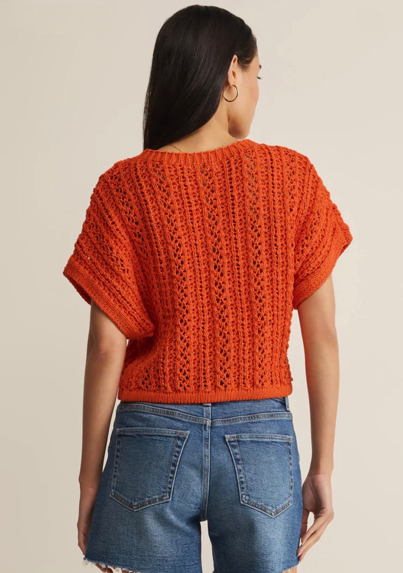 Z Supply Ballast Cropped Crochet Top-Tiger Lily