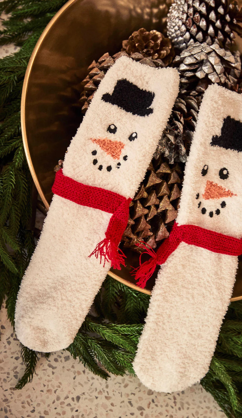 PJ Salvage "Snowman" Socks-White