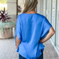 KLD "Webster" Washed Satin Caftan Blouse-Blue