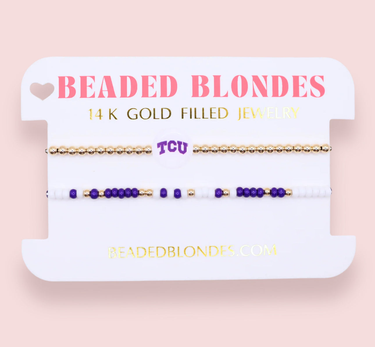 Beaded Blondes "TCU/Frogs" Sprinkle Bracelet Stack-Standard 6.75"