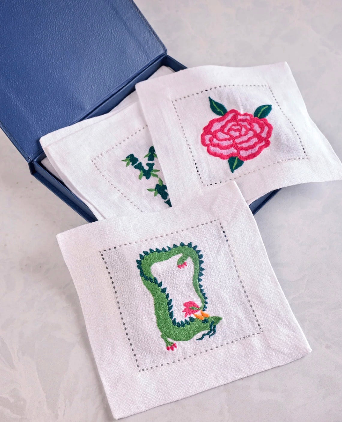 Printfresh Linen Cocktail Napkins- Mahjong Menagerie
