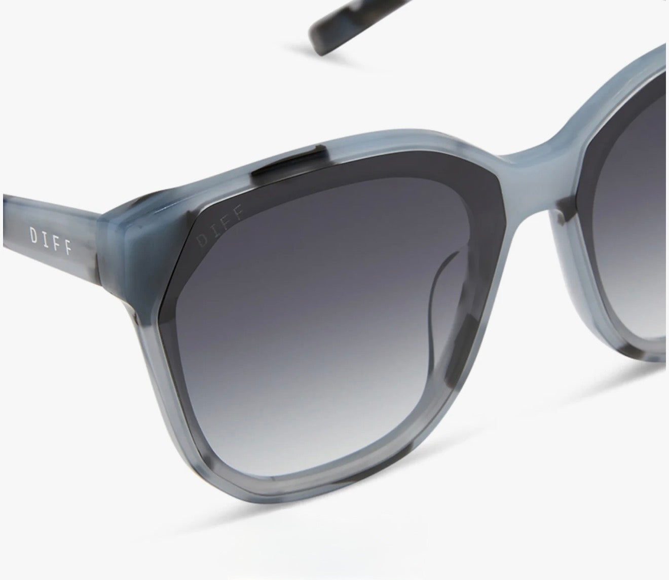 DIFF Eyewear “Gia” Retro Blue Tortoise + Grey Gradient Sunglasses