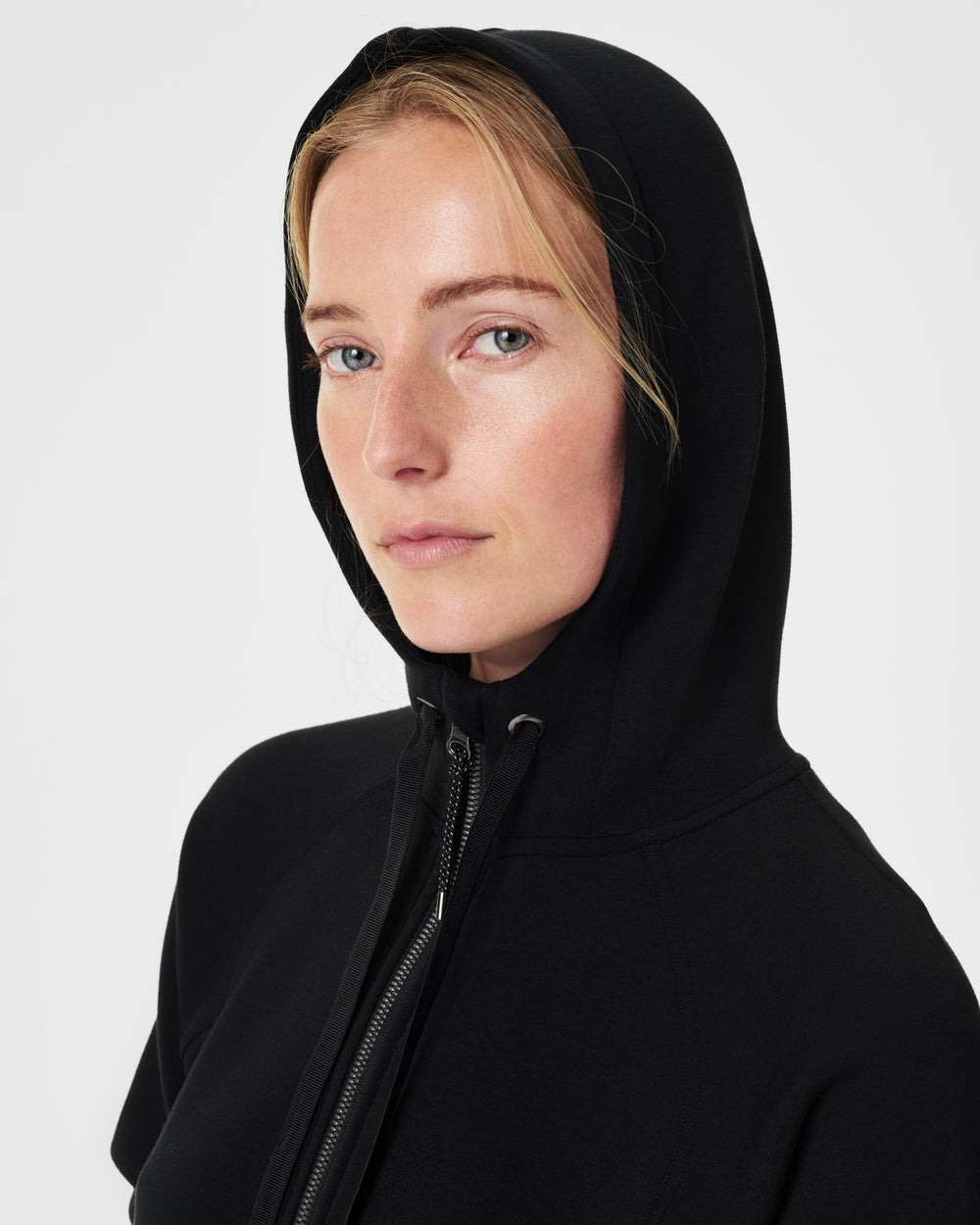 Spanx AirEssentials Full Zip Hoodie- Very Black