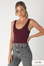 Niki Biki V-Neck Ribbed Crop Top-17 Colors