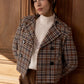 Molly Bracken Houndstooth Pattern Short Jacket-Brown