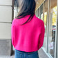 THML "Loricon" Half Button Knit Sweater-Fuschia/Orange