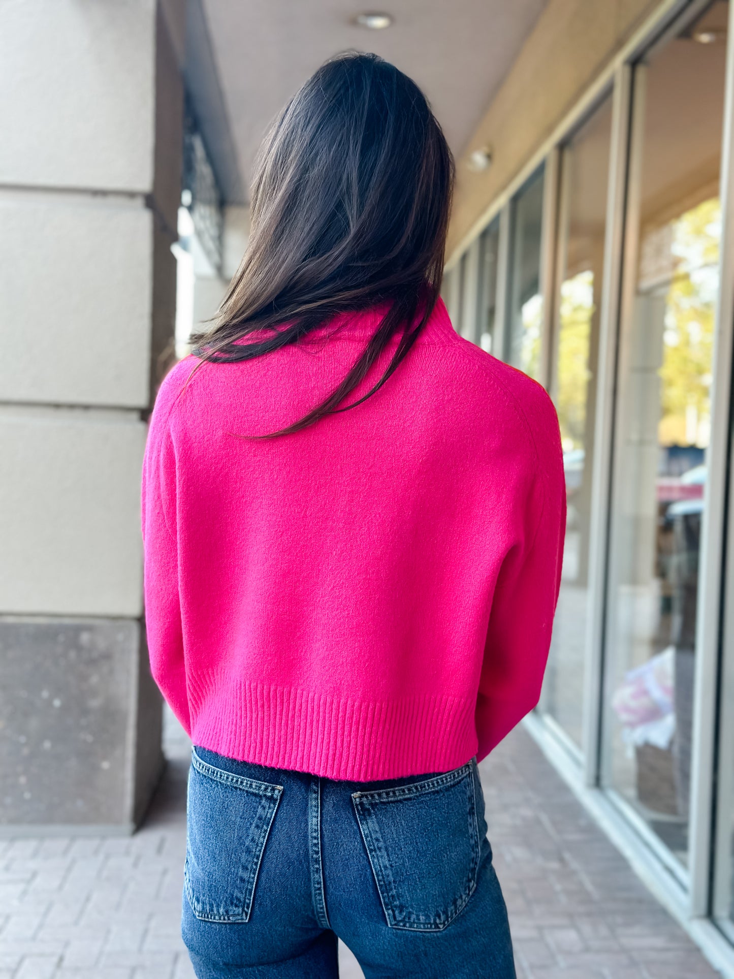 THML "Loricon" Half Button Knit Sweater-Fuschia/Orange