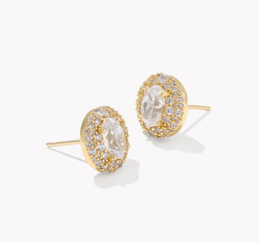 Kendra Scott Bella Stud Earring-Gold White CZ