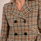Molly Bracken Houndstooth Pattern Short Jacket-Brown