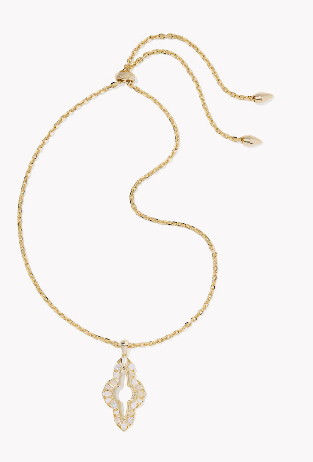 Kendra Scott Abbie Crystal Long Pendant Necklace-Gold Neutral Mix