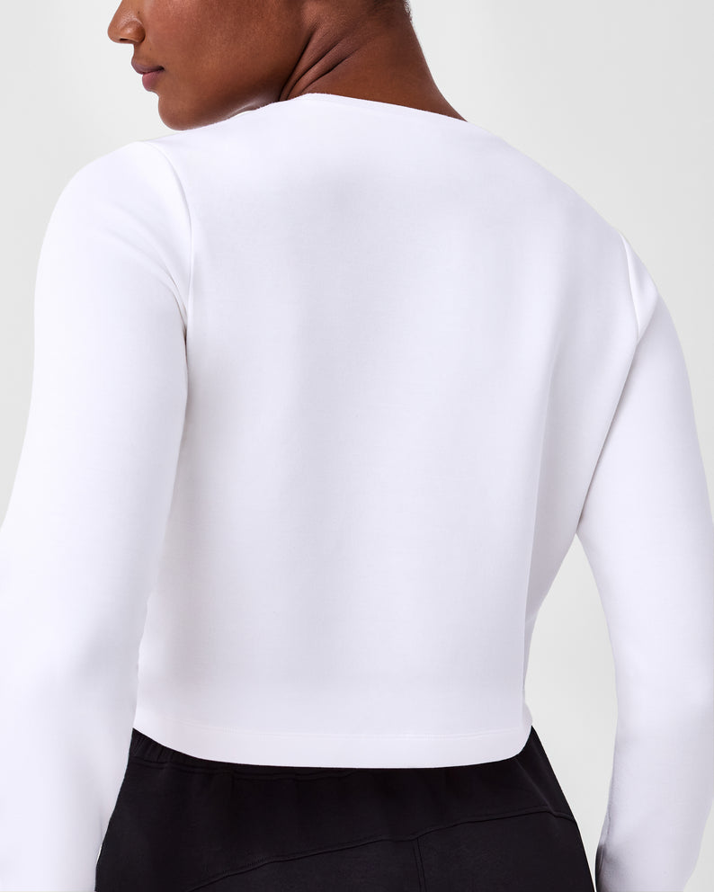 Spanx AirEssentials Cropped Long Sleeve Top-Powder