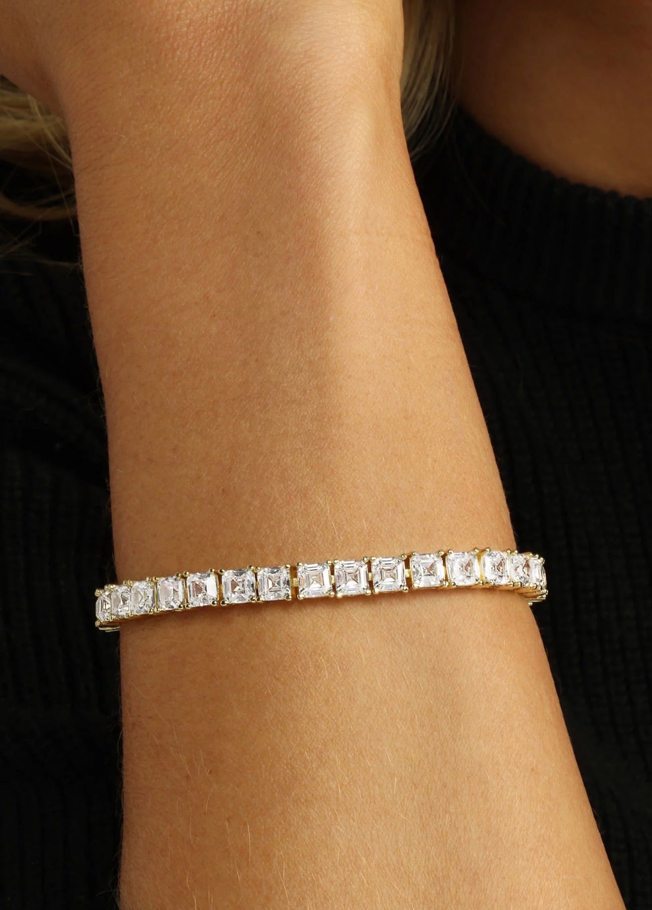 Melinda Maria Queen’s Tennis Bracelet-Gold/White