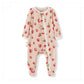 Milkbarn Kids "Strawberry" Organic Cotton Ruffle Zipper Footed Romper