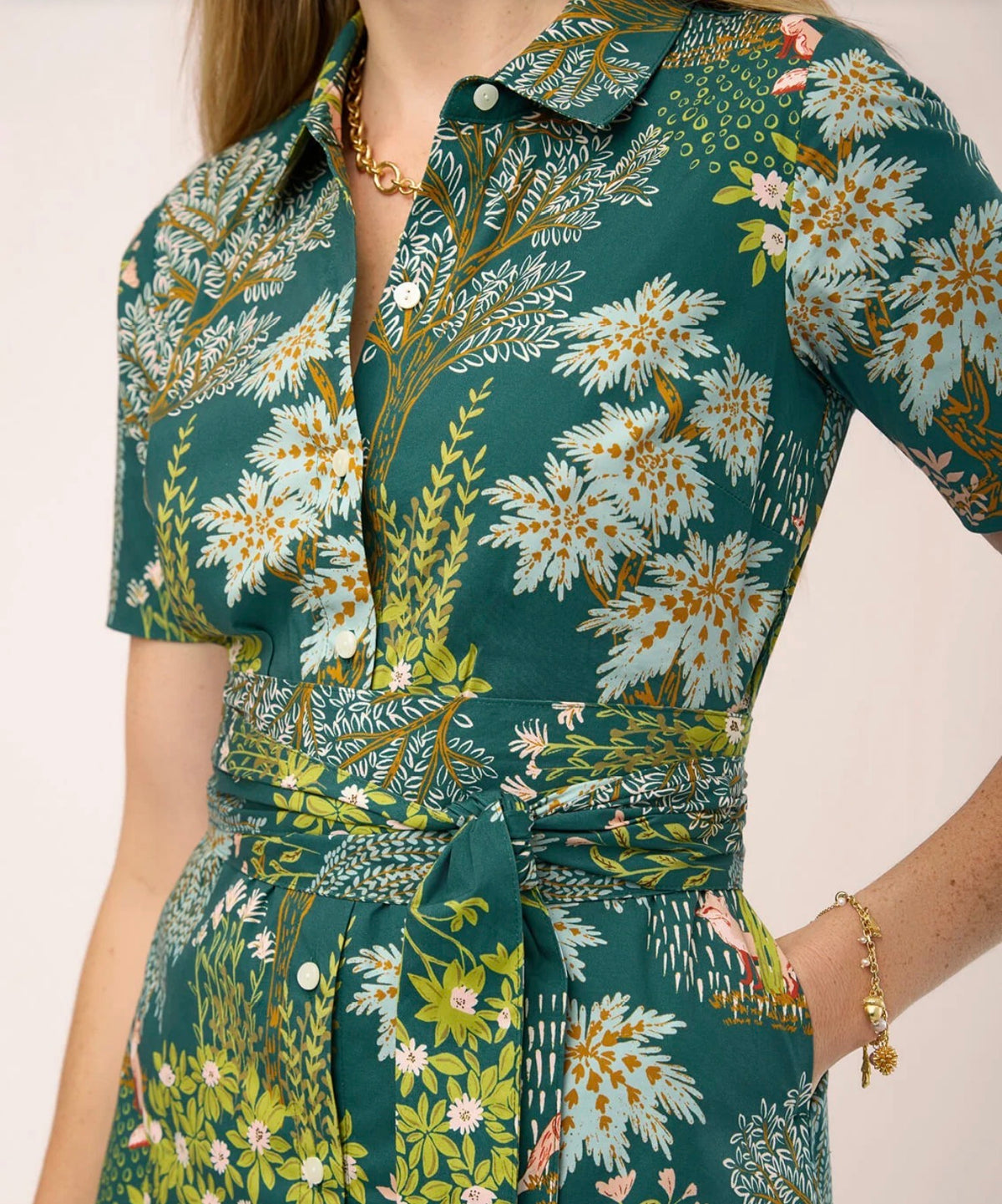 Spartina 449 “Kristen” Midi Dress - Heritage Landscape Evergreen