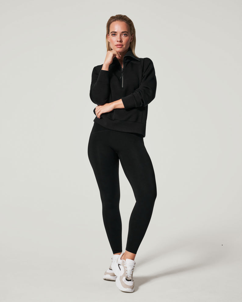 Spanx AirEssentials Half Zip-Very Black