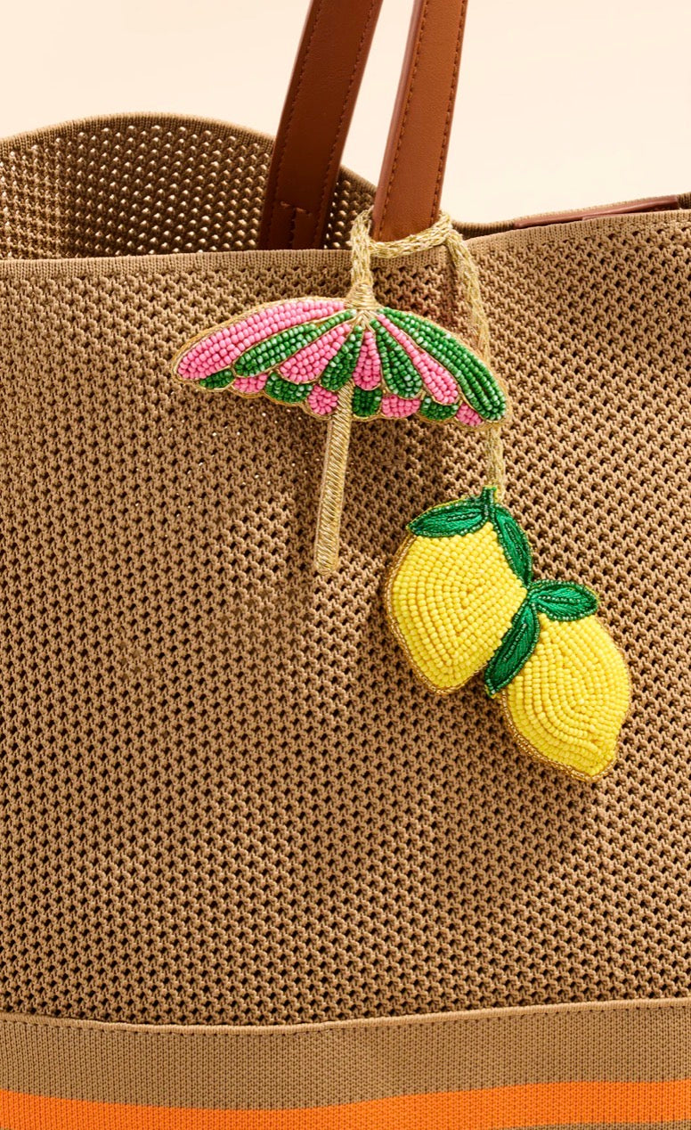 Shiraleah "Lemon/Umbrella” Beaded Bag Charm