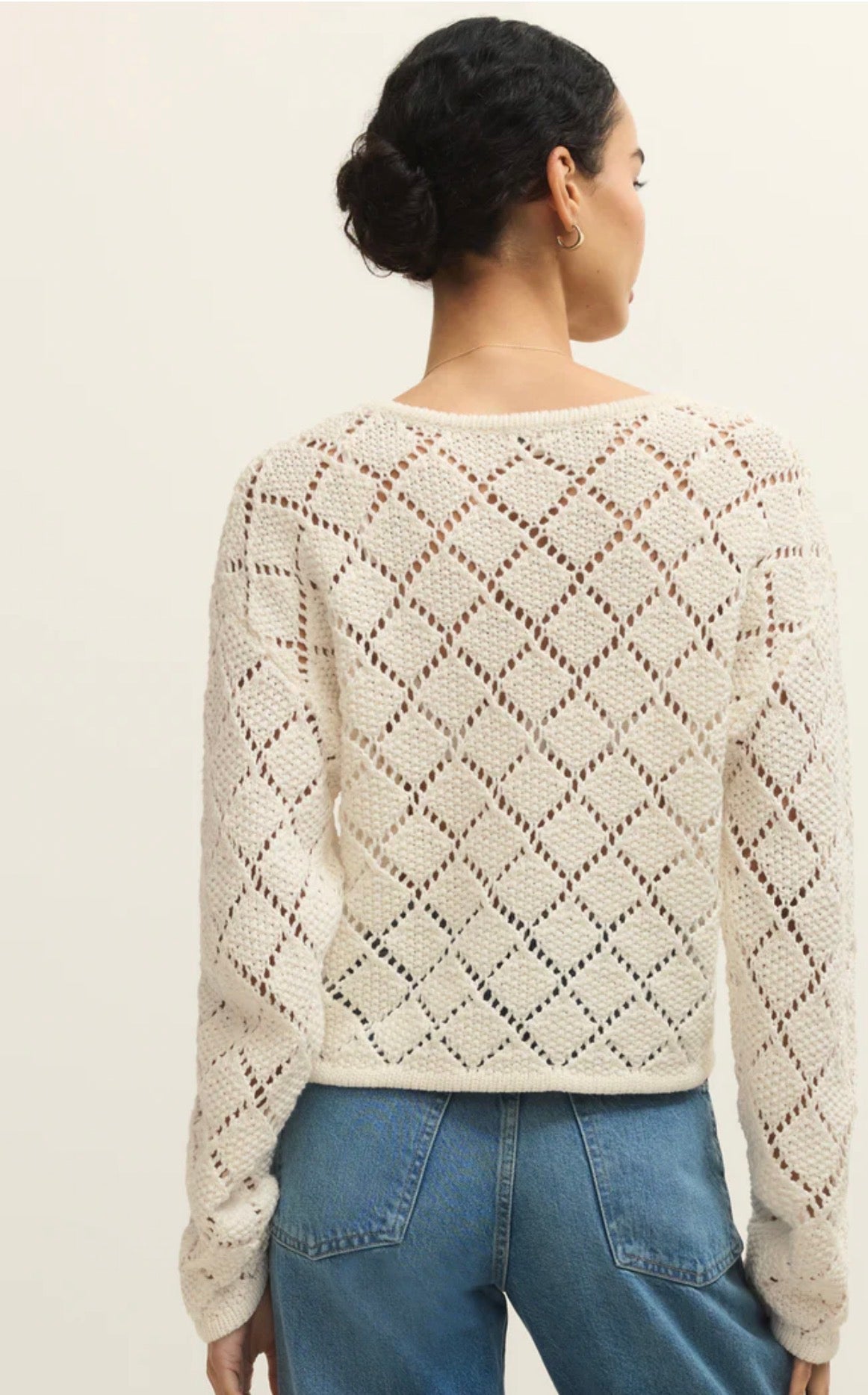 Z Supply Hullen Crochet Sweater- Cloud