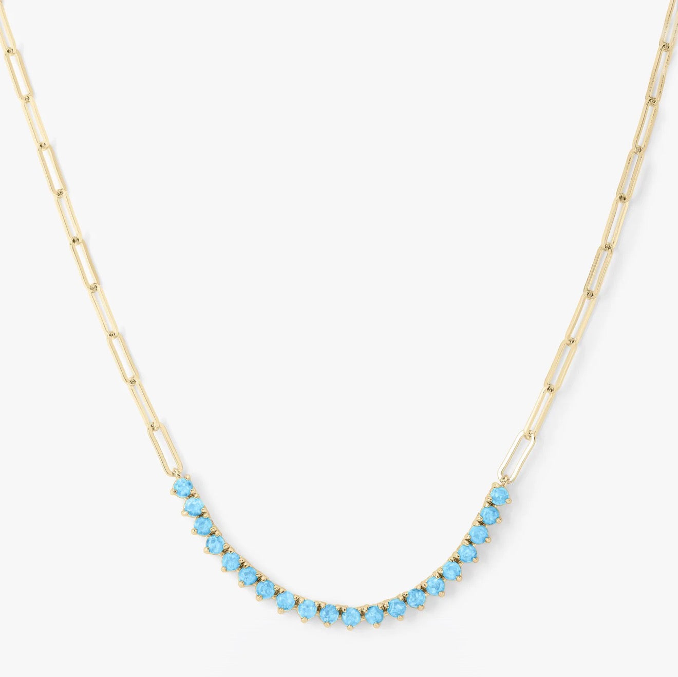 Melinda Maria “Not Your Basic Samantha” Tennis Necklace Gold/Blue Opal