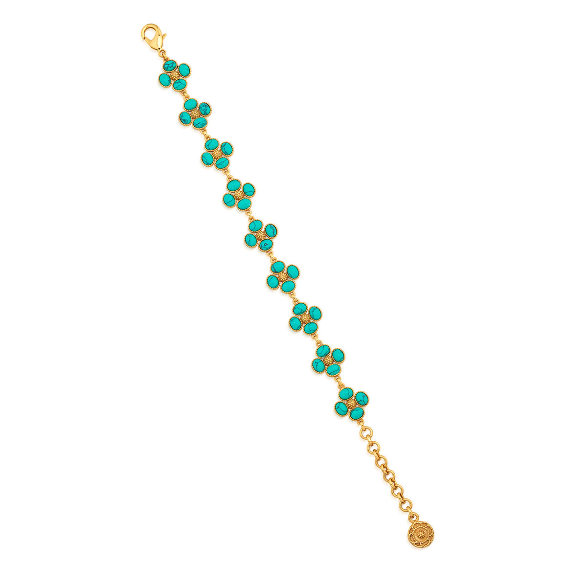 Capucine de Wulf “Berry Clover” Link Bracelet, 7"+2" - Turquoise