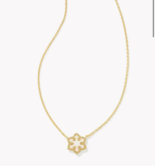 Kendra Scott Snowflake Pendant Necklace - Gold White Opal