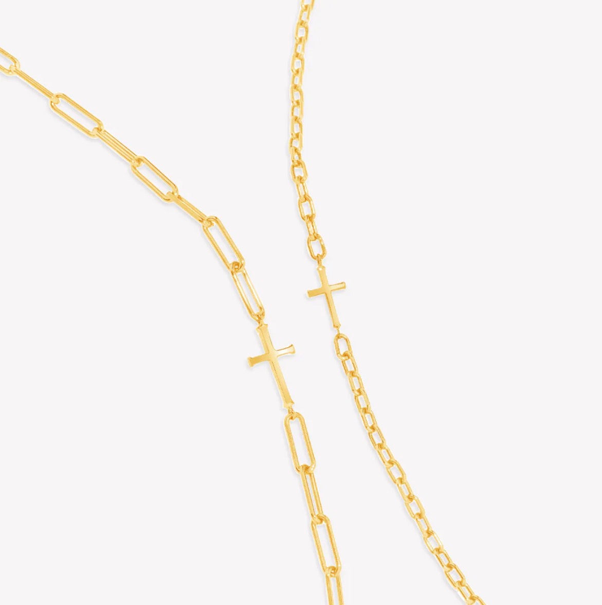 Rizen Mini Chain Breaker Cross Necklace-Gold