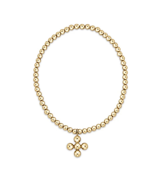 Enewton Classic Gold 3mm Bead Bracelet-Signature Cross 4mm Gold Beaded Charm